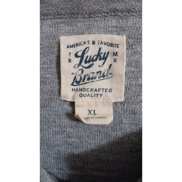 Lucky Brand XL Grey Textured V Notch Casual Occasion Pullover Knit Top - Picture 2 of 3